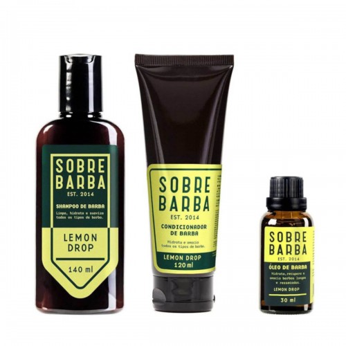 Kit Trio SOBREBARBA Shampoo + Condicionador + Óleo para Barba Lemon Drop