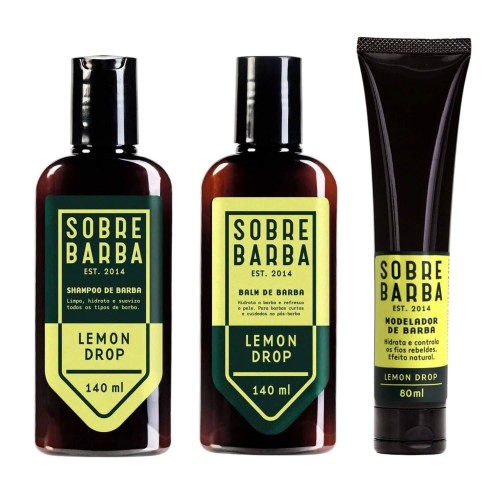 Kit para Barba - Shampoo + Balm + Modelador Sobrebarba Lemon Drop