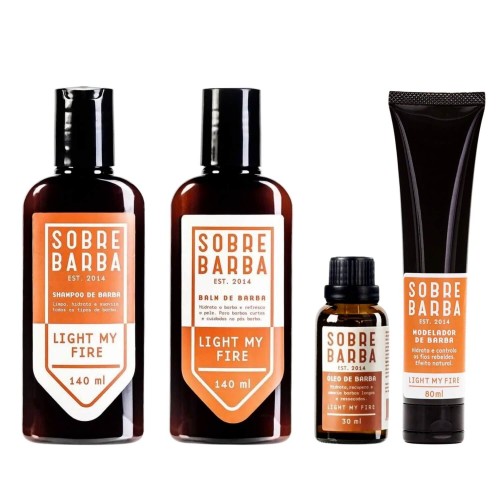 Kit para Barba - Shampoo + Balm + Óleo + Modelador Sobrebarba Light My Fire Kit para Barba - Shampoo + Balm + Óleo + Modelador Sobrebarba Light My Fire