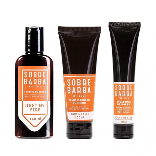 Kit para Barba - Shampoo + Condicionador + Modelador Sobrebarba Light My Fire