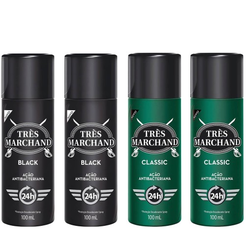 Desodorante Très Marchand Masculino 2 Classic e 2 Black