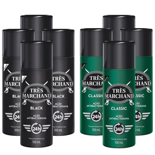 Desodorante Très Marchand Masculino 4 Classic e 4 Black