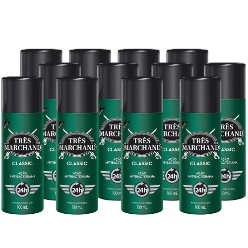 Desodorante Très Marchand Masculino Classic 100ml Kit 12 un