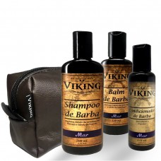Kit para Barba Shampoo + Condicionador + Balm de Barba Viking Mar + Necessaire Grátis
