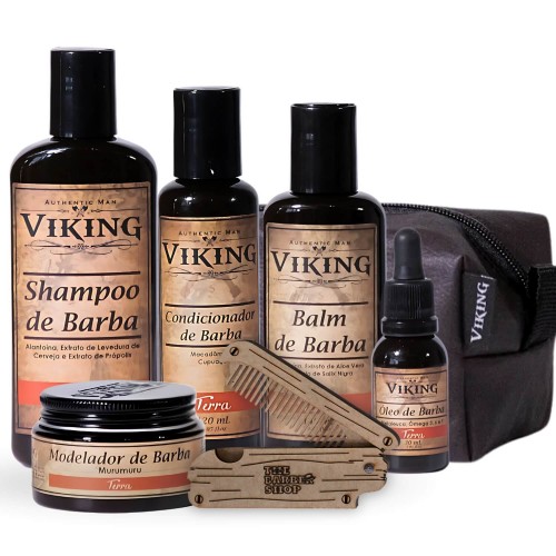 Kit para Barba Completo Premium Viking Terra + Pente de Barba