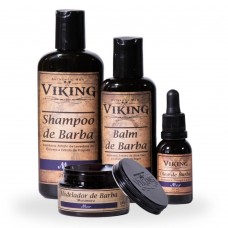 Kit para Barba - Shampoo + Balm + Óleo + Modelador de Barba Viking Mar