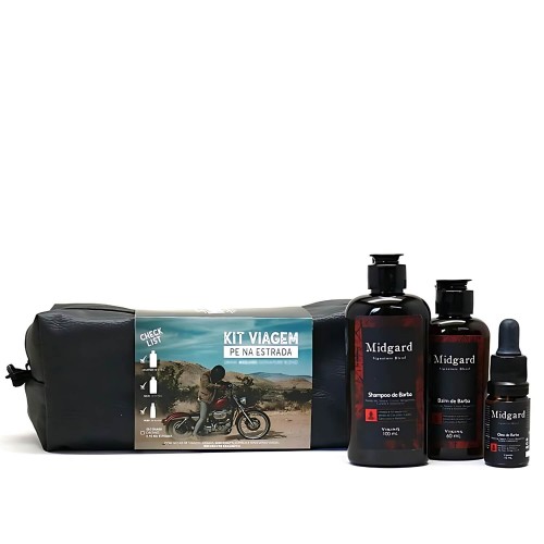 Kit Viagem para Barba - Shampoo + Balm + Óleo de Barba Viking Midgard Pé na Estrada Kit Viagem para Barba - Shampoo + Balm + Óleo de Barba Viking Midgard Pé na Estrada