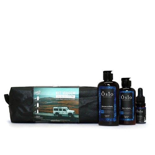 Kit Viagem para Barba - Shampoo + Balm + Óleo de Barba Viking Oslo Pé na Estrada